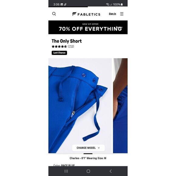 New Large Fabletics Race Blue The Only Shorts Quick Dry Stretch Casual Athletic - Picture 5 of 13